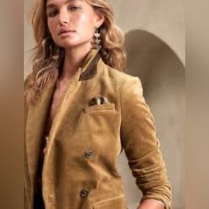 Banana Republic Rivoli Tan Brown Oversized Corduroy Blazer Size 14